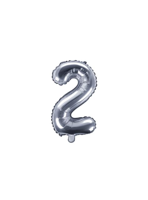Globo foil “2“ plateado - Partydeco | Funidelia