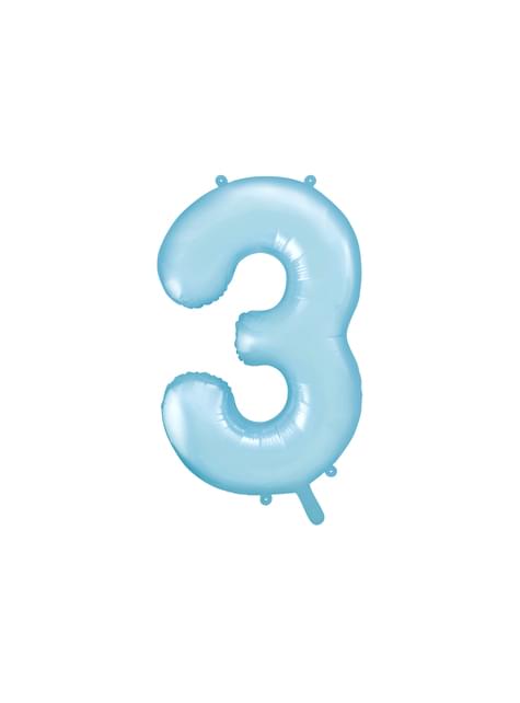 Globo foil “3“ en azul claro 86 cm - Partydeco | Funidelia