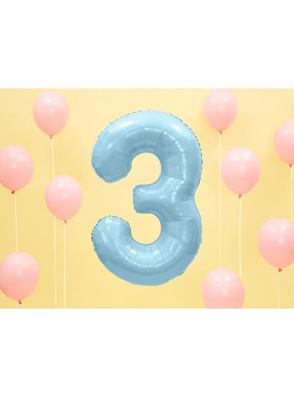 Globo foil “3“ en azul claro 86 cm - Partydeco | Funidelia