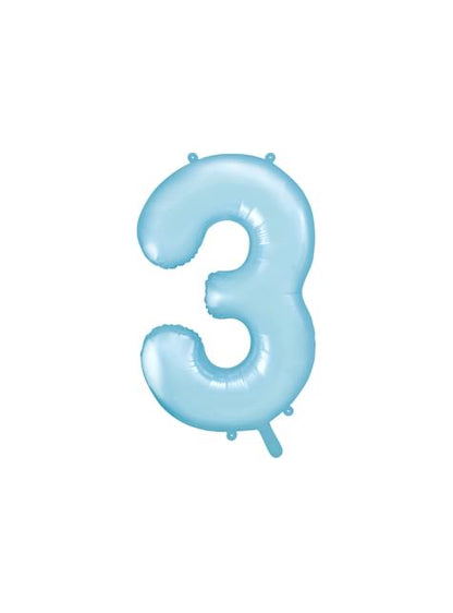 Globo foil “3“ en azul claro 86 cm - Partydeco | Funidelia