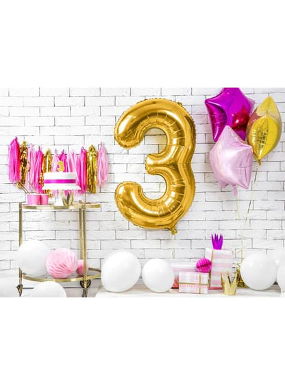 Globo foil “3“ en dorado 86 cm - Partydeco | Funidelia