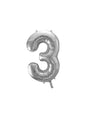 Globo foil “3“ en plateado 86 cm - Partydeco | Funidelia