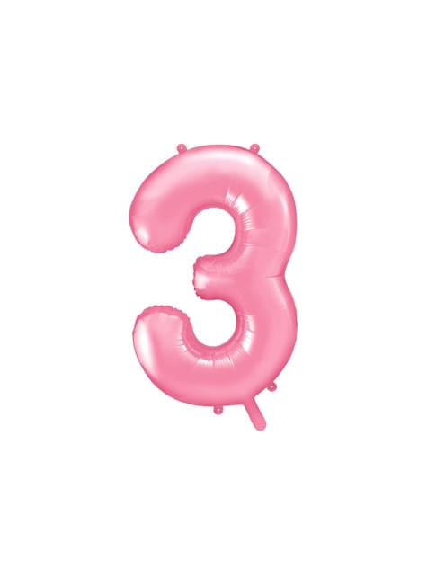 Globo foil “3“ en rosa 86 cm - Partydeco | Funidelia