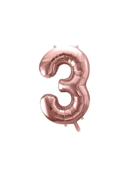 Globo foil “3“ oro rosa (86 cm) - Partydeco | Funidelia
