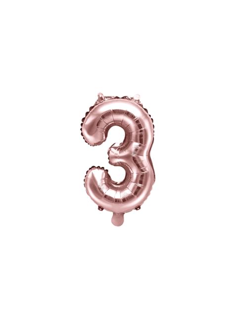 Globo foil “3“ oro rosa (35 cm) - Partydeco | Funidelia