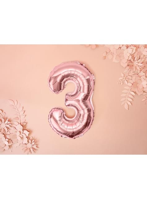Globo foil “3“ oro rosa (35 cm) - Partydeco | Funidelia