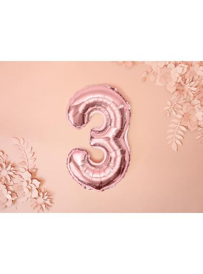 Globo foil “3“ oro rosa (35 cm) - Partydeco | Funidelia