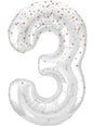 Globo foil “3“ plateado con detalles rosas (86cm)