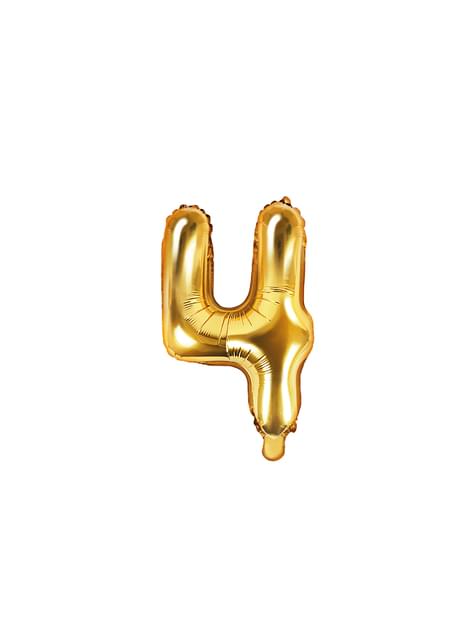Globo foil “4“ dorado (35 cm) - Partydeco | Funidelia