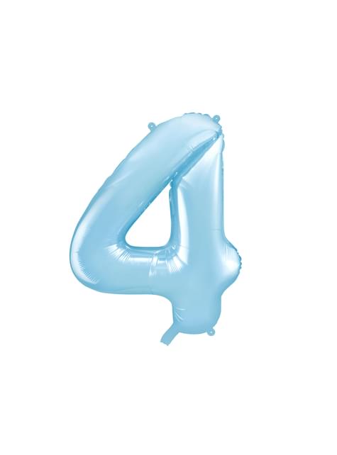 Globo foil “4“ en azul claro 86 cm - Partydeco | Funidelia