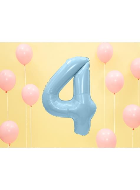 Globo foil “4“ en azul claro 86 cm - Partydeco | Funidelia