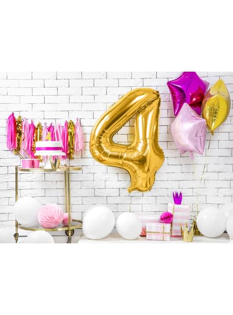 Globo foil “4“ en dorado 86 cm - Partydeco | Funidelia