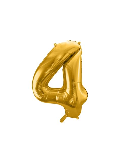 Globo foil “4“ en dorado 86 cm - Partydeco | Funidelia