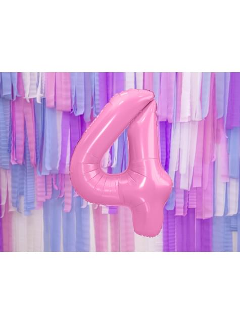 Globo foil “4“ en rosa 86 cm - Partydeco | Funidelia
