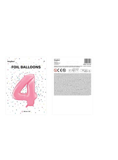 Globo foil “4“ en rosa 86 cm - Partydeco | Funidelia