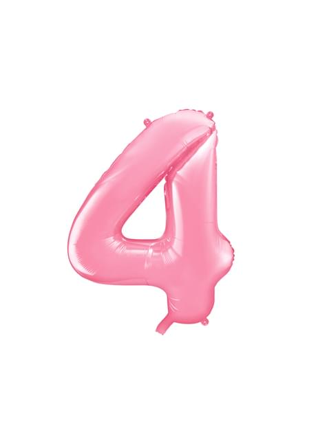 Globo foil “4“ en rosa 86 cm - Partydeco | Funidelia