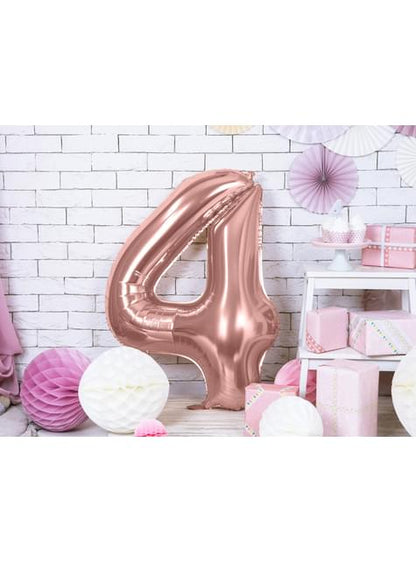 Globo foil “4“ oro rosa (86 cm) - Partydeco | Funidelia