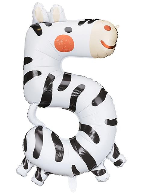 Globo foil “5“ cebra - Partydeco | Funidelia