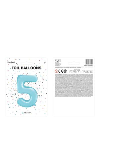 Globo foil “5“ en azul claro 86 cm - Partydeco | Funidelia