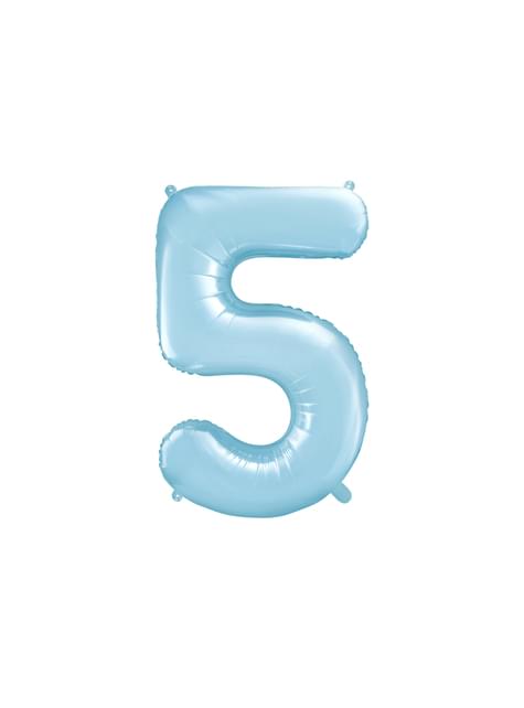 Globo foil “5“ en azul claro 86 cm - Partydeco | Funidelia