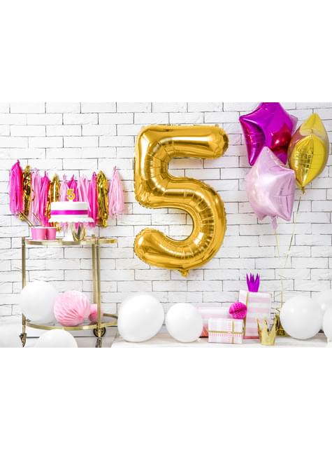 Globo foil “5“ en dorado 86 cm - Partydeco | Funidelia