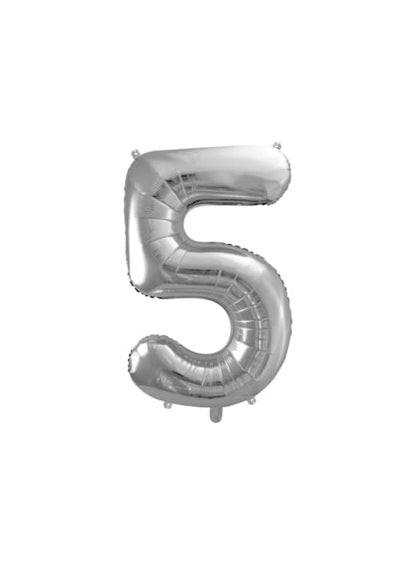 Globo foil “5“ en plateado 86 cm - Partydeco | Funidelia