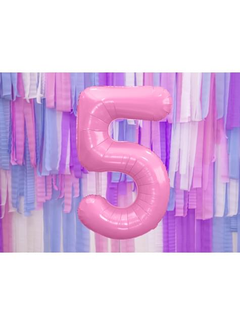 Globo foil “5“ en rosa 86 cm - Partydeco | Funidelia