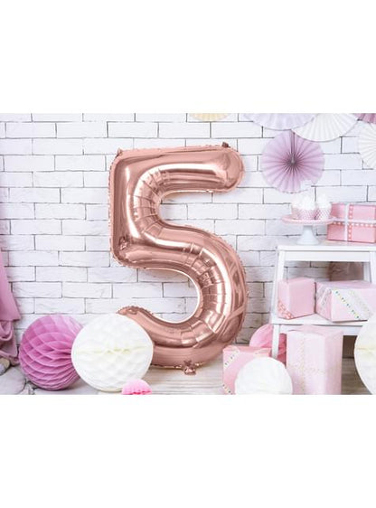 Globo foil “5“ oro rosa (86 cm) - Partydeco | Funidelia