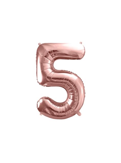 Globo foil “5“ oro rosa (86 cm) - Partydeco | Funidelia
