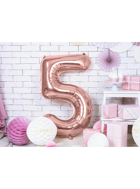 Globo foil “5“ oro rosa (86 cm) - Partydeco | Funidelia