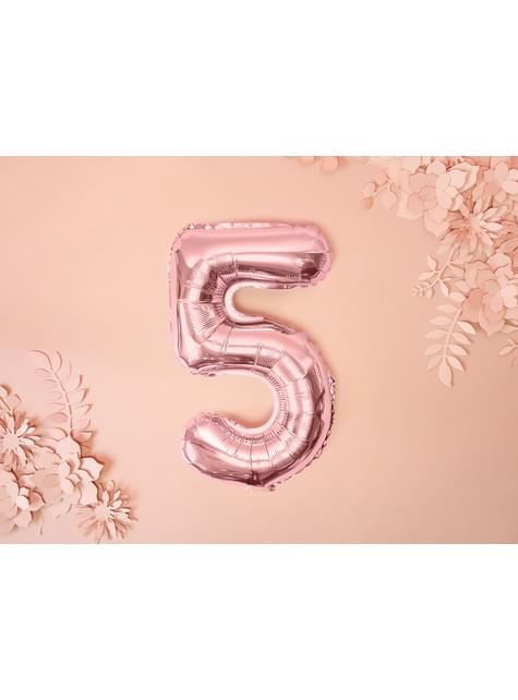 Globo foil “5“ oro rosa (35 cm) - Partydeco | Funidelia