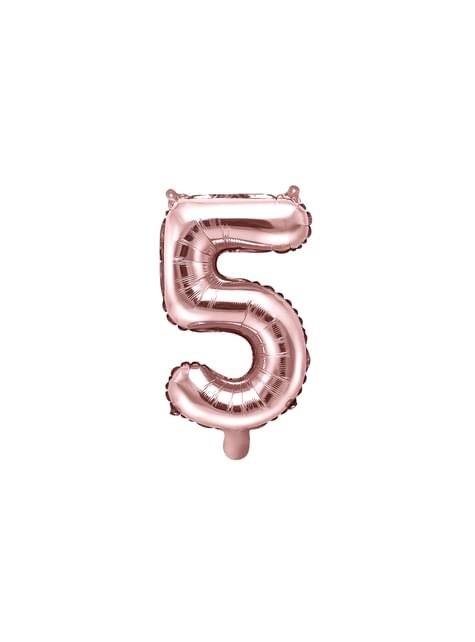 Globo foil “5“ oro rosa (35 cm) - Partydeco | Funidelia