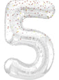 Globo foil “5“ plateado con detalles rosas (86cm)