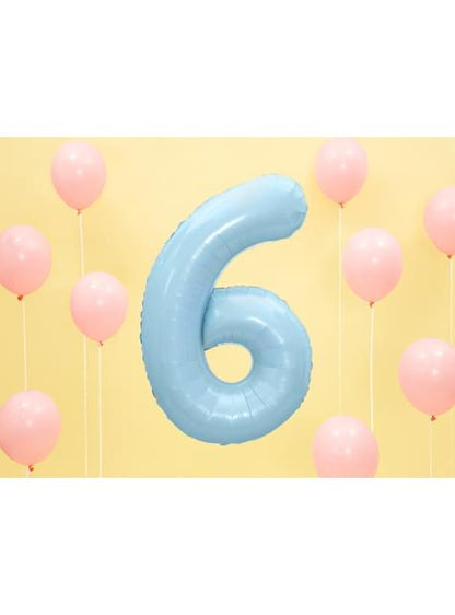 Globo foil “6“ en azul claro 86 cm - Partydeco | Funidelia