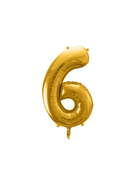 Globo foil “6“ en dorado 86 cm - Partydeco | Funidelia