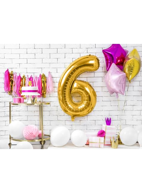 Globo foil “6“ en dorado 86 cm - Partydeco | Funidelia