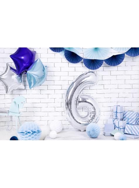 Globo foil “6“ en plateado 86 cm - Partydeco | Funidelia