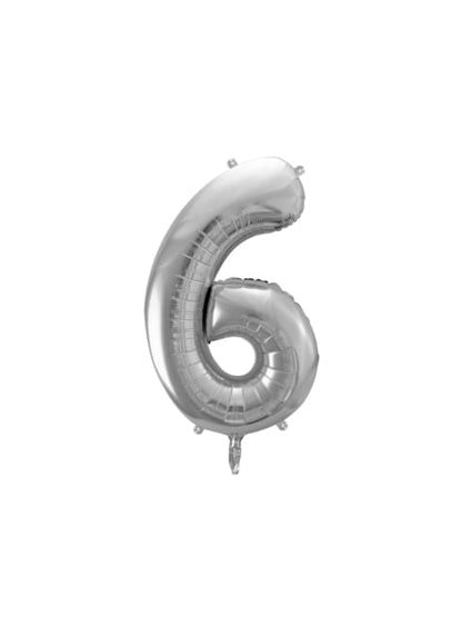 Globo foil “6“ en plateado 86 cm - Partydeco | Funidelia