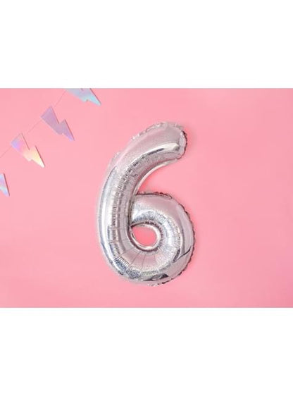 Globo foil “6“ plateado con purpurina (35 cm) - Partydeco | Funidelia