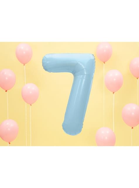 Globo foil “7“ en azul claro 86 cm - Partydeco | Funidelia