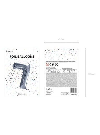 Globo foil “7“ en plateado 86 cm - Partydeco | Funidelia