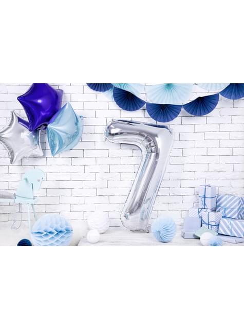 Globo foil “7“ en plateado 86 cm - Partydeco | Funidelia