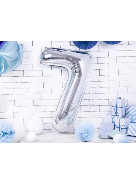 Globo foil “7“ en plateado 86 cm - Partydeco | Funidelia