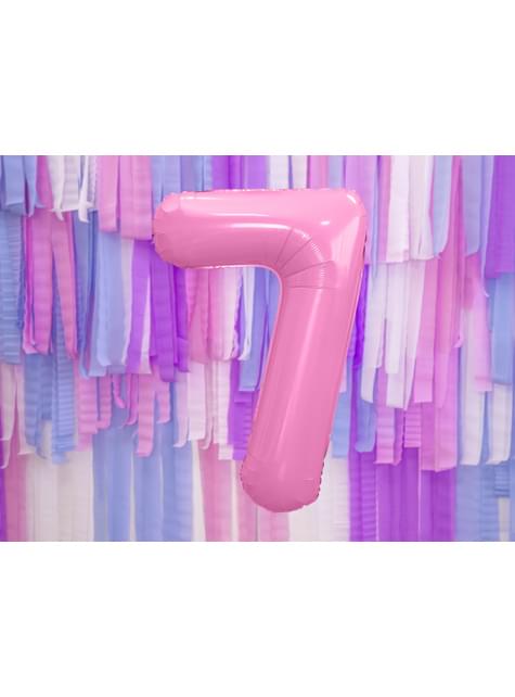 Globo foil “7“ en rosa 86 cm - Partydeco | Funidelia