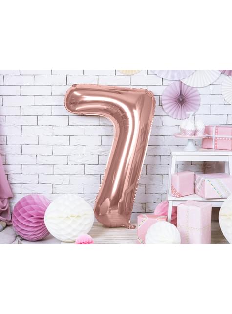 Globo foil “7“ oro rosa (86 cm) - Partydeco | Funidelia
