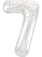 Globo foil “7“ plateado con detalles rosas (86cm)