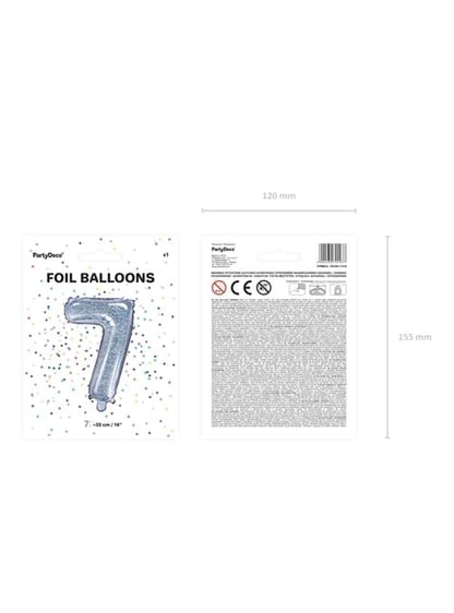 Globo foil “7“ plateado con purpurina (35 cm) - Partydeco | Funidelia