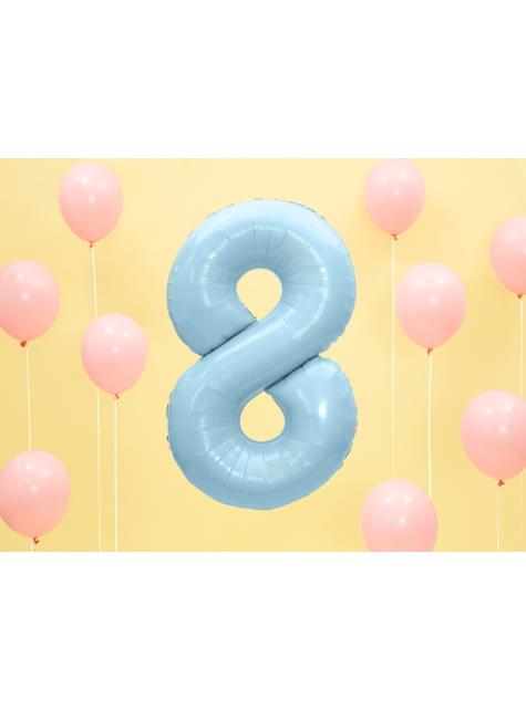 Globo foil “8“ en azul claro 86 cm - Partydeco | Funidelia