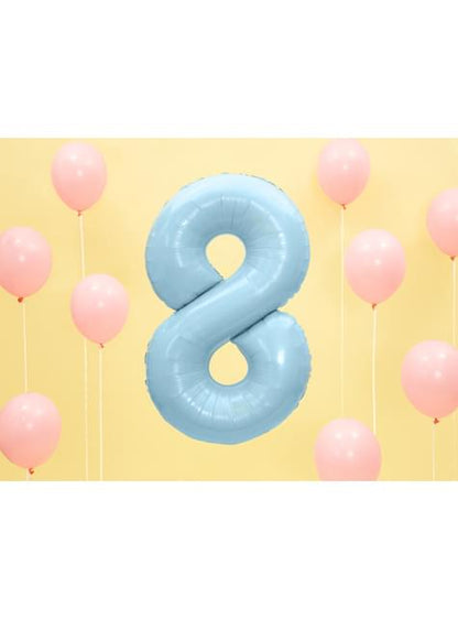 Globo foil “8“ en azul claro 86 cm - Partydeco | Funidelia