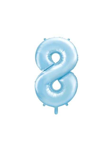 Globo foil “8“ en azul claro 86 cm - Partydeco | Funidelia